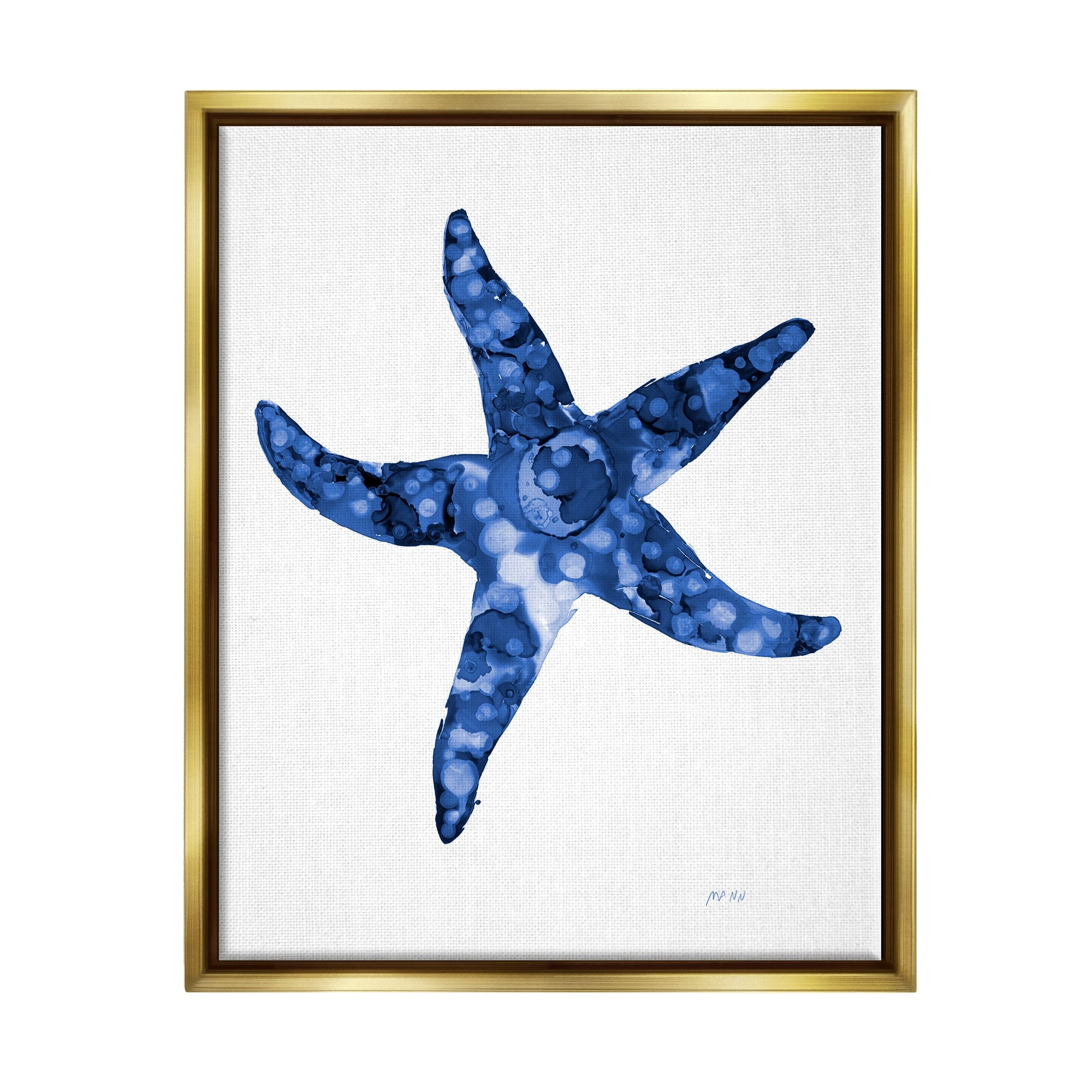 Stupell Industries Casual Starfish Beach Ocean Sea Life Painting Painting Metallic Gold Floating Framed Canvas Print Wall Art, Design by Patti Mann