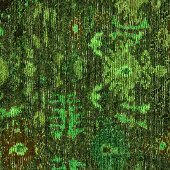 Ahgly Company Indoor Square Abstract Green Modern Area Rugs, 7' Square