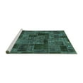thumbnail image 2 of Ahgly Company Machine Washable Indoor Round Patchwork Turquoise Blue Transitional Area Rugs, 3' Round, 2 of 4