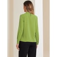 thumbnail image 3 of DARING DIVA Women's Tops Stand Collar Long Sleeve Business Shirt S Green, 3 of 6