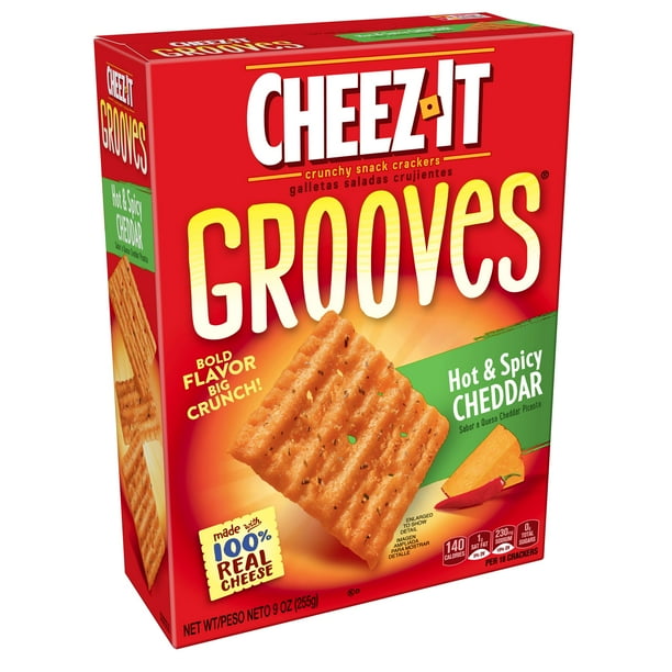 CheezIt Grooves Crunchy Cheese Snack Crackers, Hot and Spicy Cheddar