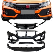 Ikon Motorsports Front Bumper Cover Fits 16-21 Honda Civic Type-R Unpainted Black PP