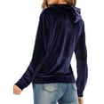 thumbnail image 6 of Women's Soft Velour Zipper-Up Track Jacket with Hoodie Velour Sweatshirt Casual Joggers Hooded Jacket Casual Velour Coat Tops Sport Outwear Red/Purple/Black/Blue, 6 of 7