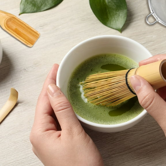 Ikoopy 4Pcs Matcha Whisk Set Portable Matcha Tea Set Reusable Japanese Whisk Set Handmade Wood Matcha Whisk Tea Scoop Matcha Scoop Stainless Steel Tea Strainer for Tea Lovers Beginners
