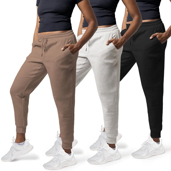 Paquete de 3 pantalones de chándal Common Stitch para mujer, pantalones de chándal acogedores para mujer, pantalones de yoga de forro polar para mujer (disponibles en Plus)