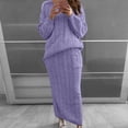 thumbnail image 2 of Conjunto de falda larga y suéter con hombros descubiertos y manga larga de punto para mujer, traje de 2 piezas de Color puro, color morado, S, 2 of 4