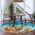 thumbnail image 4 of Easter Rabbits Area Rugs 6ft Country Basket Eggs Floral Bunny Grass Blue Sky Floor Rug Non Slip Low Pile Ultra Soft Circle Carpet for Living Room Bedroom Dining Room, 4 of 9