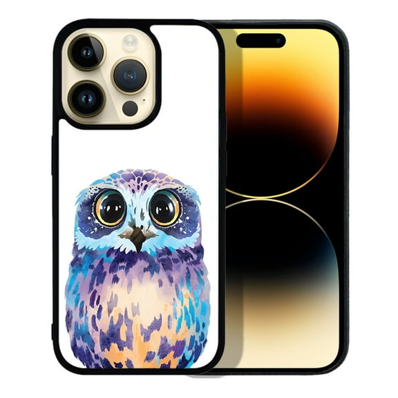 FINCIBO Soft Rubber Protector Cover Case for Apple iPhone 14 Pro 6.1" 2022, Blue Owl