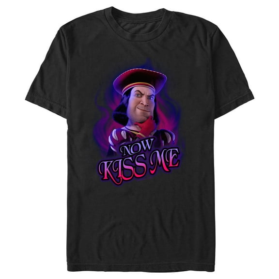 Men's Shrek Lord Farquaad Now Kiss Me  Graphic Tee Black Small