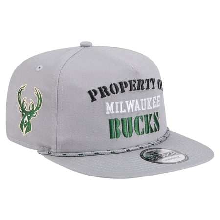 Men s New Era Gray Milwaukee Bucks Throwback Property Of Golfer Snapback Hat