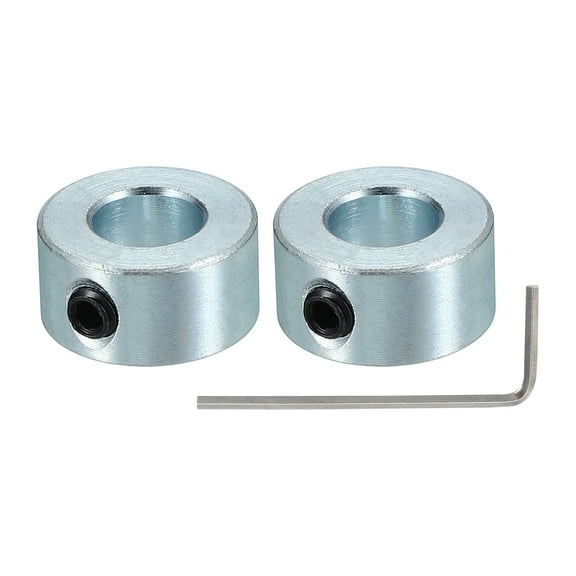 Uxcell Bore 1/2" Shaft Collar 7/8" OD 1/2" Width,Landing Gear Stopper Wheel Collar with M6 Set Screw, Silver 2Pcs