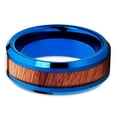 thumbnail image 2 of Silly Kings Jewelry Blue Tungsten Ring Koa Wood Inlay 8mm Blue Tungsten Ring Tungsten Carbide Ring (10), 2 of 3