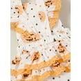 thumbnail image 6 of Infant Baby Girl Halloween Jumpsuit Set 3M 6M 12M 18M Cartoon Pumpkin Print Flying Sleeve Romper + Bow Headband, 6 of 10