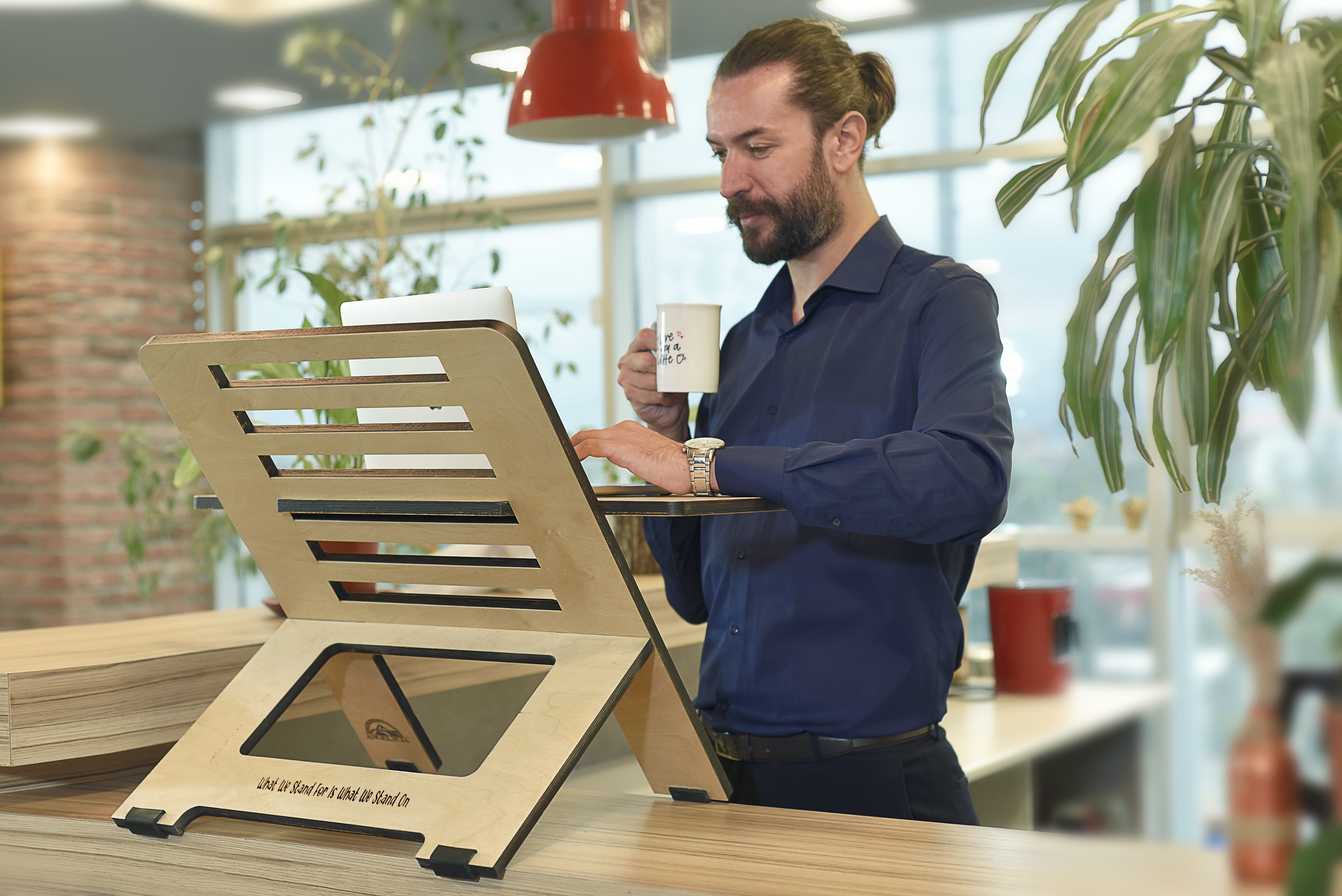 Angelycia Standing Desk with 1 Shelf Adjustable Height, Practical as Office Desk, Home Office Desks, Convenient as Computer Table, Laptop Riser, Monitor Stand for Desk, Flexispot Stand Up Desk - 2