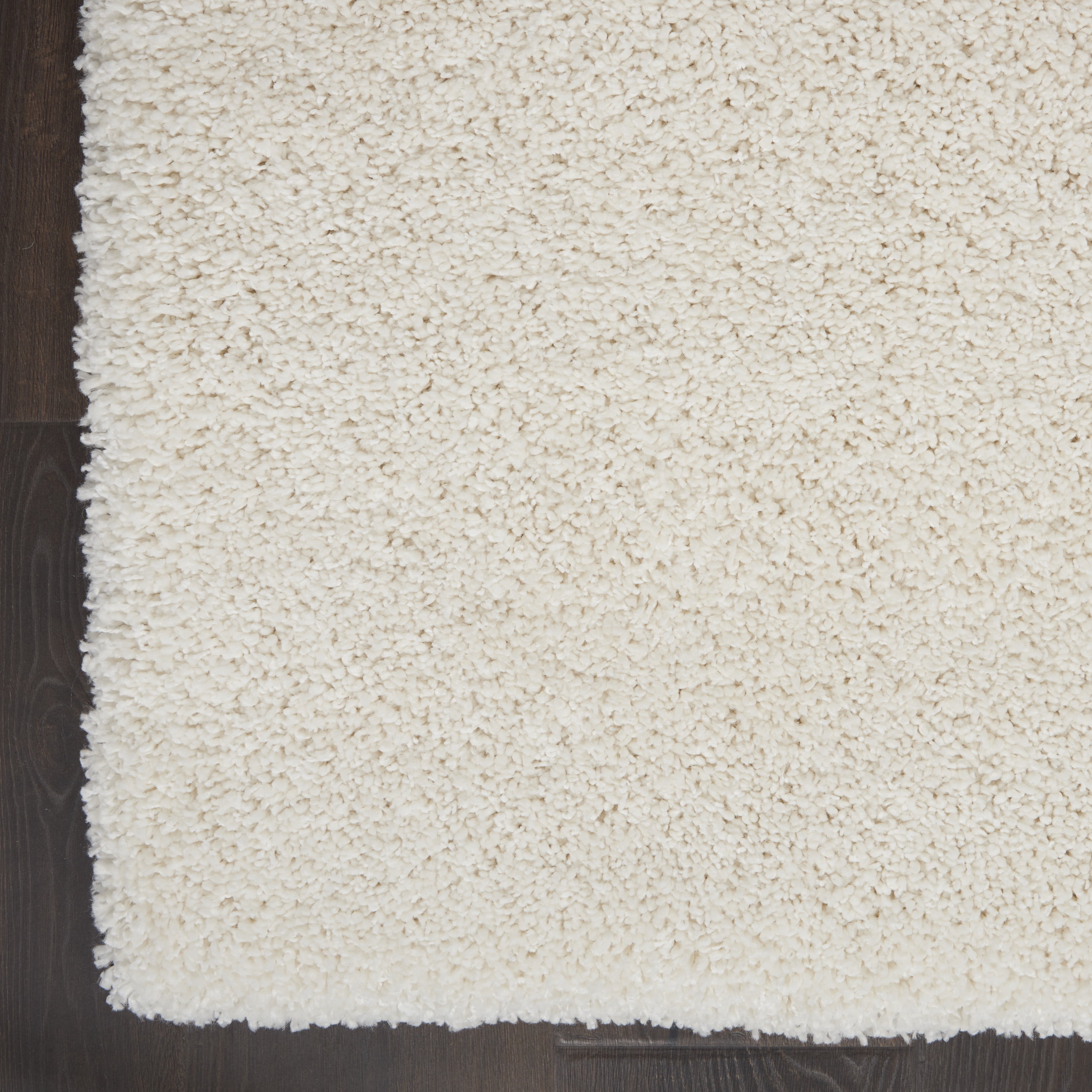 Nourison Ashland Solid Shag White 5'3" x 7'3" Area Rug, (5' x 7')