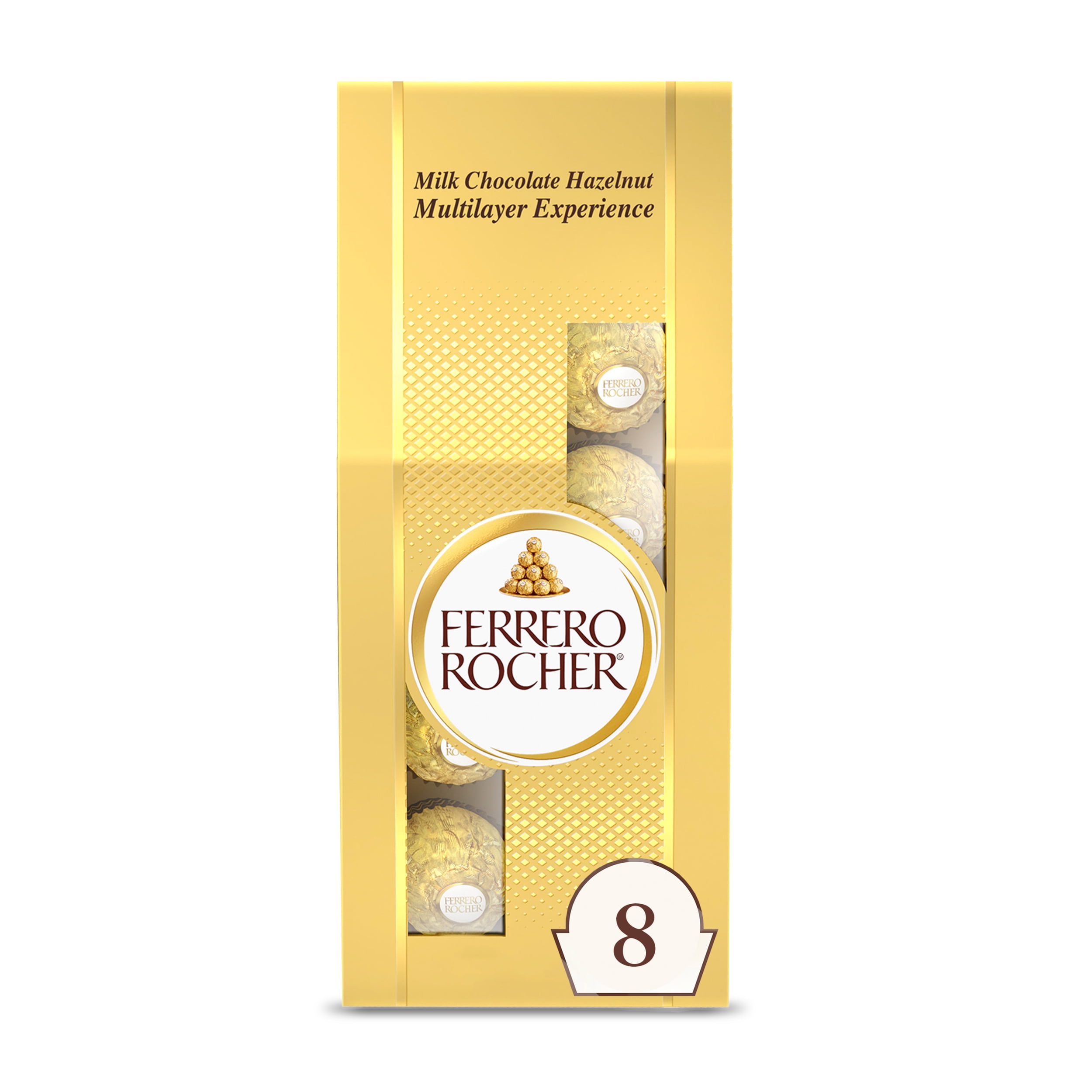 Ferrero Rocher, Premium Gourmet Milk Chocolate Hazelnut, Individually Wrapped Candy for Gifting, 3.5 oz