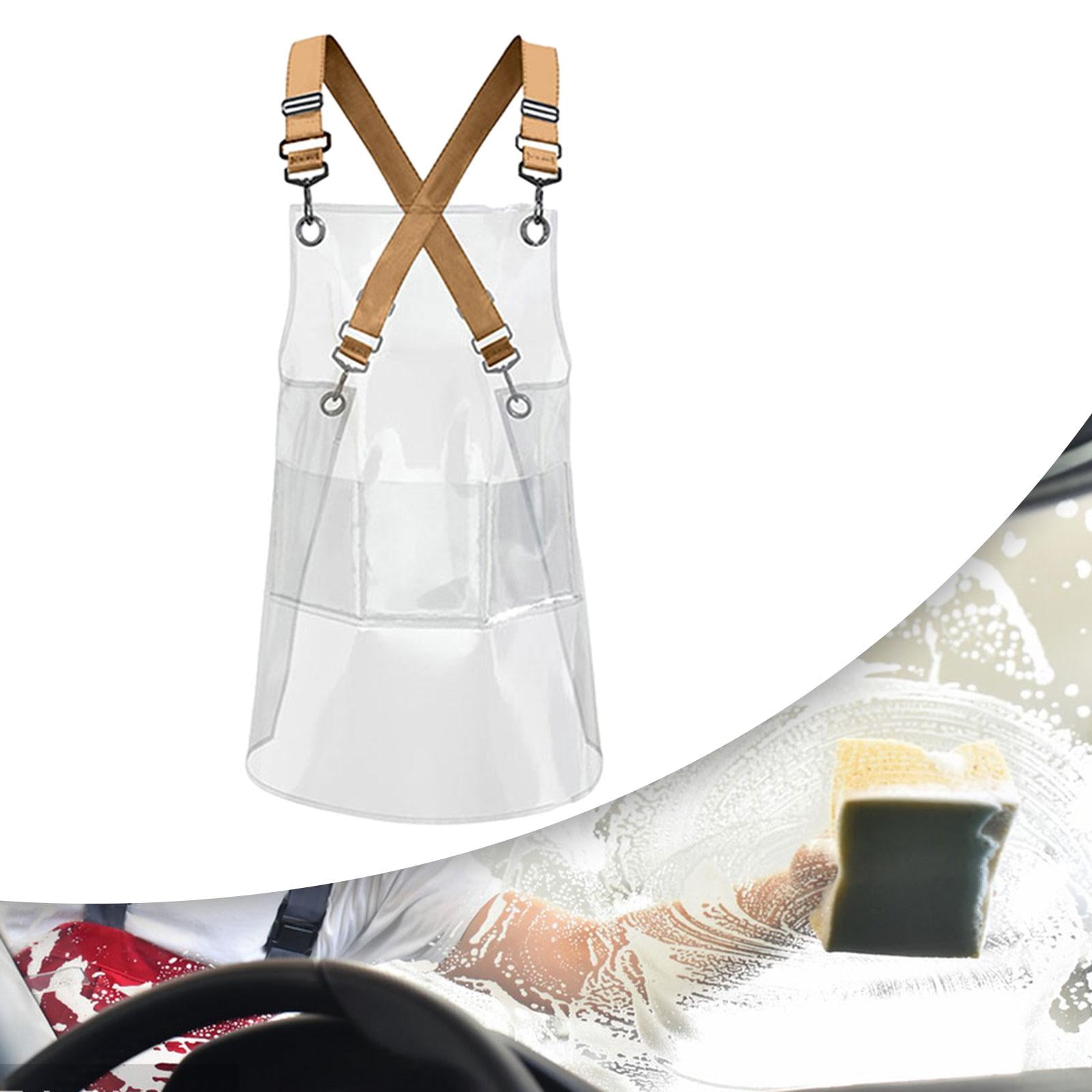 Fiocias Transparent Apron Hair Stylist Apron Gardening Chef Apron with Pocket for Flower Yellow 80cm