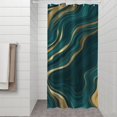 thumbnail image 2 of Teal Gold Marble Pattern Shower Curtain 36"x72" ,Bathroom Decorative Shower Curtains Set with 12 Hooks,Modern Waterproof Washable Shower Curtain, 2 of 6