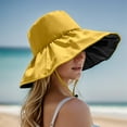 thumbnail image 2 of Hauaitttt Women's Sun Hat Wide Brim Summer Beach Hat Outdoor Casual Sunshade Cap for Travel Gardening Rain Hat for Women Boys Beach Hat Shade Hat Sunhat Women Rain Cap Visor Travel Hats Textu Solid, 2 of 4