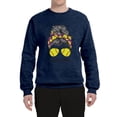 thumbnail image 3 of Messy Bun Softball Mom Life Game Day Vibes Sports Lover | Mother's Day Sports Unisex Crewneck Sweatshirt, Vintage Heather Navy, 2XL, 3 of 5