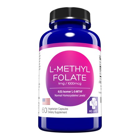MD. Life L-Methyl Folate|5-MTHF| 1 mg| 60 Capsules Metabolically Active Form of Folic Acid| B Vitamin