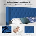 thumbnail image 5 of Costway Queen Size Upholstered Platform Bed with Button Tufted Wingback Headboard Blue, 5 of 10