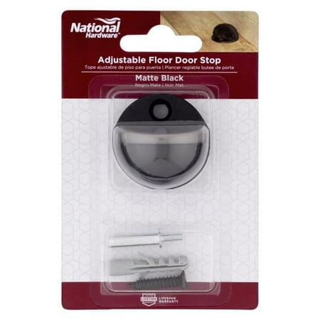 National Hardware 5060129 1.31 in. Metal Matte Black Door Stop – Mounts to Floor – Pack of 5