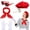 Red, variant on Women 1980s Cosplau Outfit Accessories Beret Hat Glasses Heart Earring Scarf Gloves for Theme Party