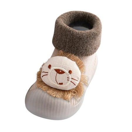 

Rovga Kids Toddler Baby Boys Girls Solid Warm Knit Soft Sole Rubber Shoes Socks Slipper Stocking Fashion Kid Shoes