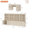 thumbnail image 2 of WAMPAT Home Office Furniture Set, 58" Executive Desk with Charging Station and Drawers,4-Column 71" Tall Bookcase with Doors and Adjustable Shelves for Living Room, Natural Oak, 2 of 10