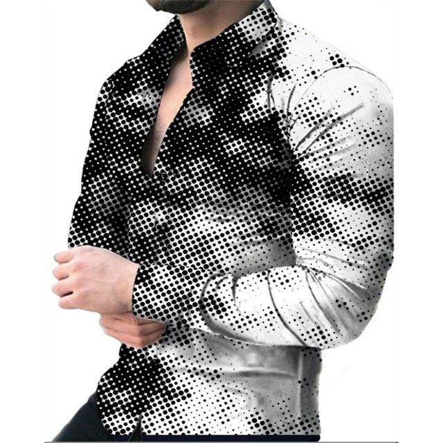 Camisa con estampado creativo para hombre, tops casuales para exteriores, fiestas, primavera y verano, camisa de manga larga con solapa popular de lujo, talla grande 2024