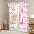thumbnail image 3 of Homewish Ribbon Bow Knot Black Out Curtains,Pink White Curtains Pack of 2 (42x63 Each),First Letter E Bedroom Curtains For Girls,Super Cozy Room Decor, 3 of 6