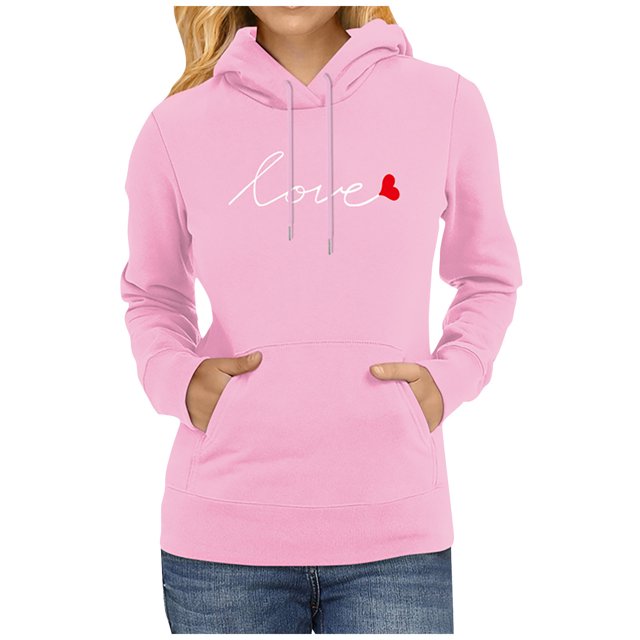 Hauts de Mode pour Femmes, Pull à Capuche à Manches Longues, Impression Couleur Unie