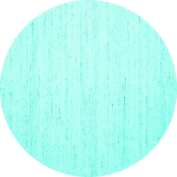 Ahgly Company Machine Washable Indoor Round Solid Turquoise Blue Modern Area Rugs, 8' Round