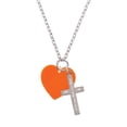 thumbnail image 2 of Delight Jewelry Acrylic 1" Orange Heart I Set You Apart Engraved Cross Zoey Necklace, 28", 2 of 4