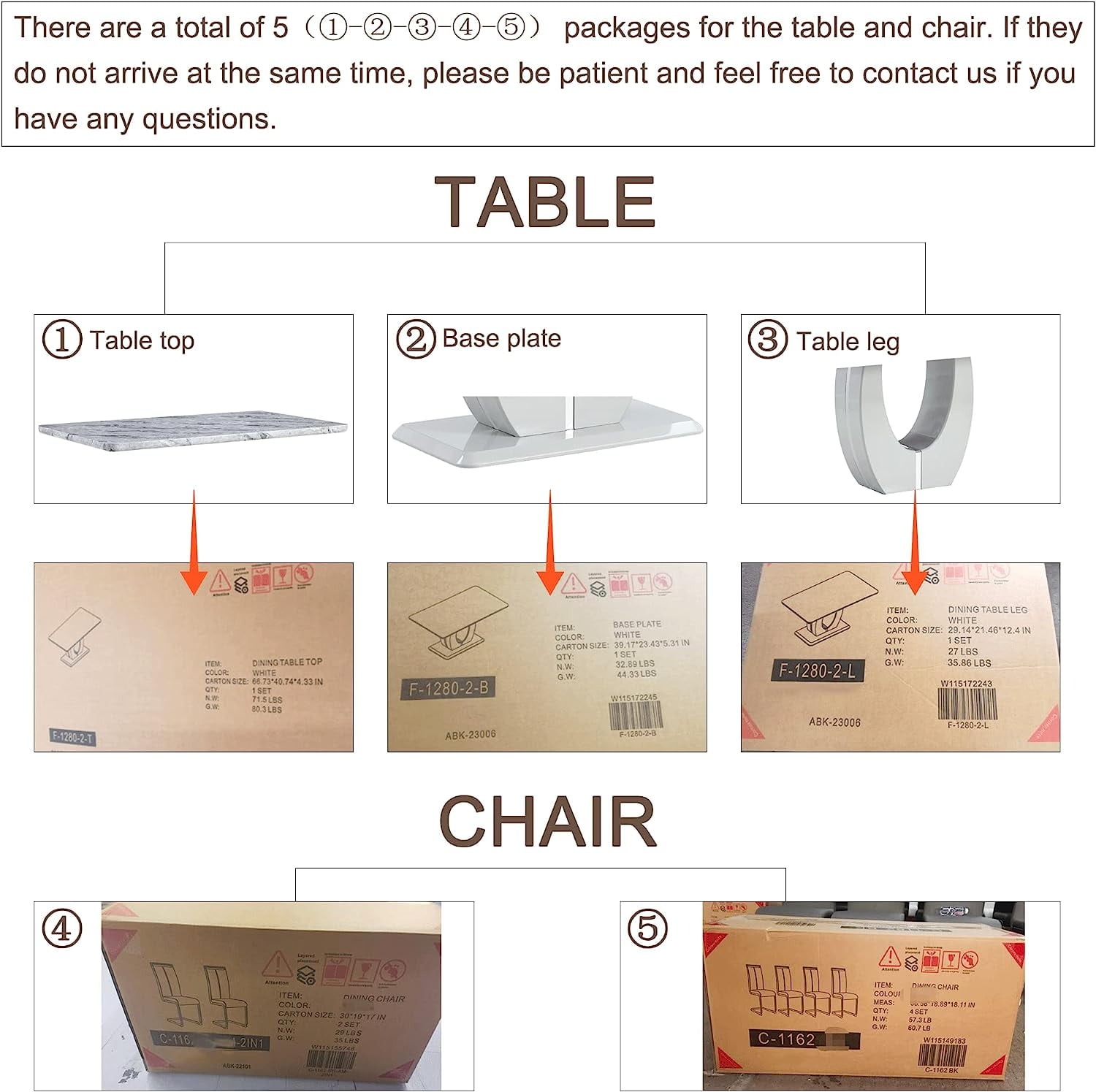 Sumdeal 63" Modern Faux Marble Dining Room Table Sets for 6,7 Piece Rectangle Dining Table Set &6 Pu Leather Upholstered Chairs Ideal(Light Grey, Set of 6)