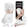 thumbnail image 1 of Juego de Utensilios de Cocina Silicona y Acero Inoxidable, 24 pzas (Blanco/Oro Rosa), 1 of 7