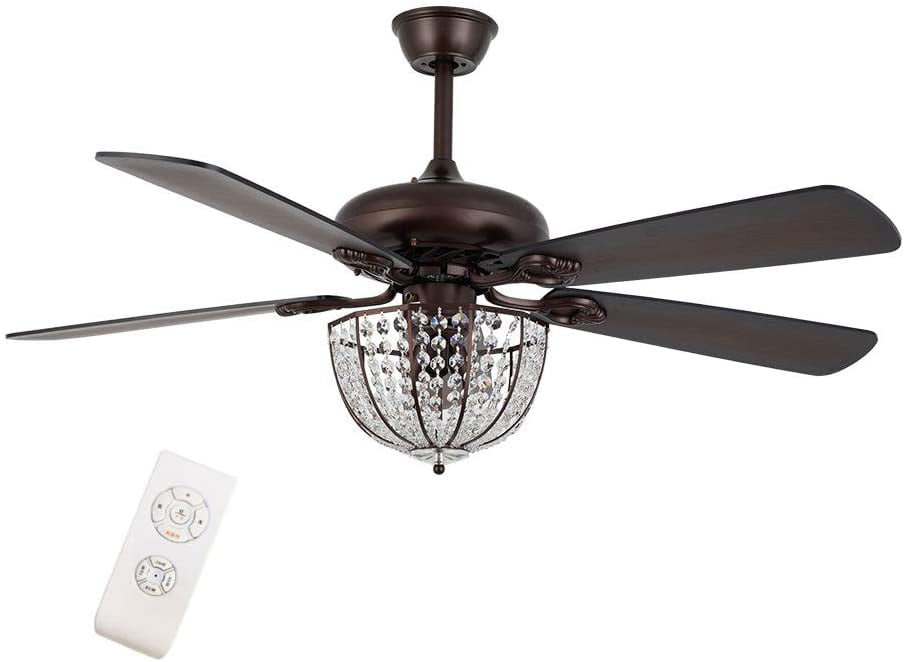 52" Ceiling Fan Light Lamp Stainless Steel Blade  Remote Control Nickel Fixtures 