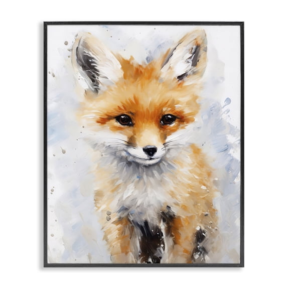 Stupell Industries Woodland Nursery Fox Animals Painting Black Framed Art Print Wall Art, 11 x 14