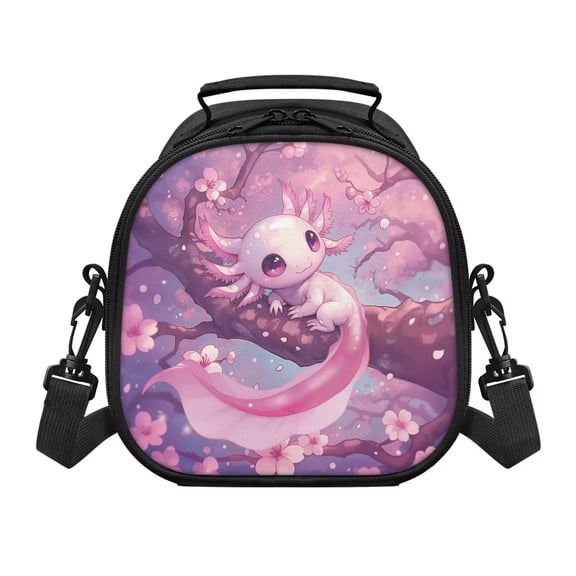 Yuyamidu Pink Axolotl Lunch Bag for Girls Lightweight Portable Leakproof Kids Lunch Box Large Capacity Thermal Picnic Cool Bags for Work School Picnic Camping