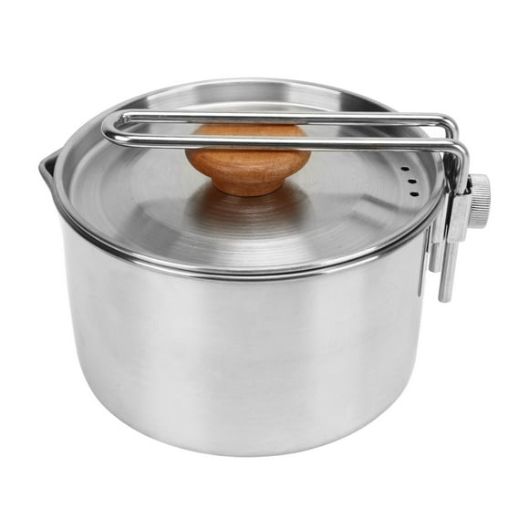 Camping Pot 304 Hervidor portátil de acero inoxidable para acampar con mango plegable para picnic Senderismo 1L BuyWeek Exterior