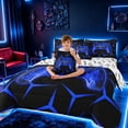 thumbnail image 3 of meiyoeat Neon Blue Flame Game Controller Twin Bedding Sets for Kids Boys, Blue Geometric Gaming Bedding Comforter Set, Gamepad Reversible 7pcs, 3 of 6