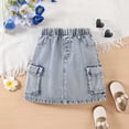 thumbnail image 4 of Ticikt Girl's Y2k Denim Skirt Elastic High Waisted Jean Midi Skirts with Pocket,Color:Blue,Size:9-10 Years, 4 of 8