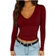 thumbnail image 3 of TaTaai Silky V-Neck Long Sleeve Top, Women's Soft Solid Pullover Blouse, Elegant Spring Summer Casual Wear, Suitable for Office, Party, Dating, and Vacation Outfits Gift, 3 of 9
