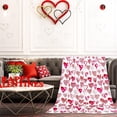 thumbnail image 6 of Valentine''s Day Fuzzy Blanket Watercolor Love Heart Throw Blanket Pink Heart Pattern Decorative Soft Cozy Flannel Blanket for Home Bed Sofa Couch Chair, 50 x 60 Inch, 6 of 6