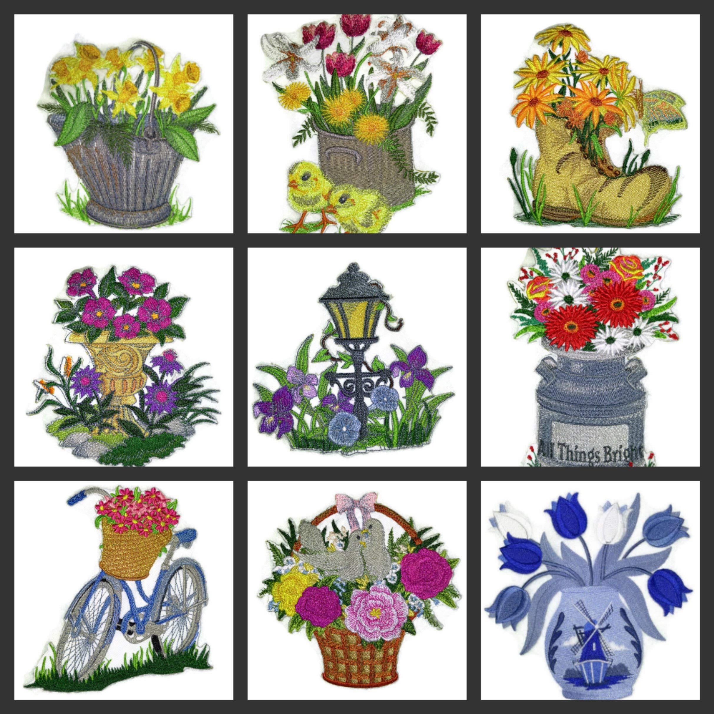 Custom and Unique Spring Blooms With Vase[ Pretty Pale Daffodil ] Embroidered Iron on/Sew patch [5.13" 4.87"]