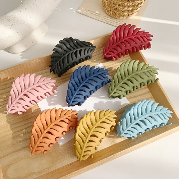 HEVIRGO Hair Clip Frosted All-match Hair Accessories Leaf Shape Women Claw Clip for Thin/Thick Hair