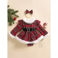 thumbnail image 2 of Suealasg Baby Girls Christmas Romper Dress Newborn Girls Fall Clothes 3 6 12 18 24 Months Infant Girls Plaid Print Long Sleeve Romper Bodysuit Headband, 2 of 8