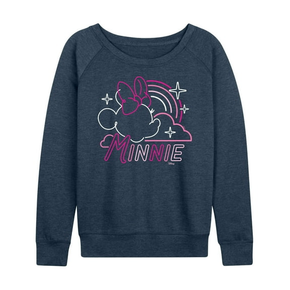 Disney - Minnie Mouse - Neon Rainbows & Stars - Women's Lightweight French Terry Long Sleeve Shirt