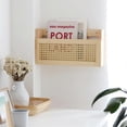 thumbnail image 4 of Wooden Magazine Wall Rack with Rattan File Holder Rattan Bookcase, 4 of 5